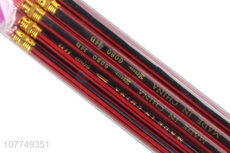 Wholesale HB Head Pencil Red Rod Writing Pencil with Rubber