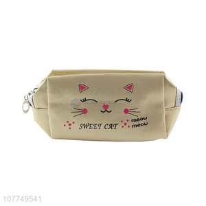 Hot sale cute cat cosmetic bag golden cosmetic bag