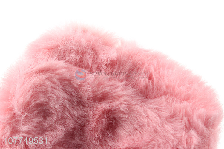 Hot selling pink fluffy winter carry storage cosmetic bag