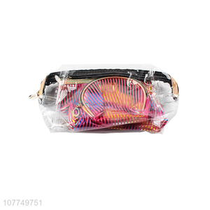 High quality fashion striped lady portable travel cosmetic bag