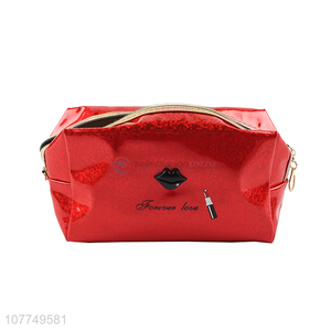 Low price red simple portable large capacity cosmetic bag