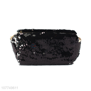 Good quality black sequined wash bag cosmetic bag