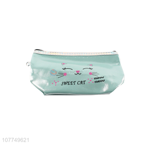 Wholesale mint green portable cosmetic handbag travel makeup bag