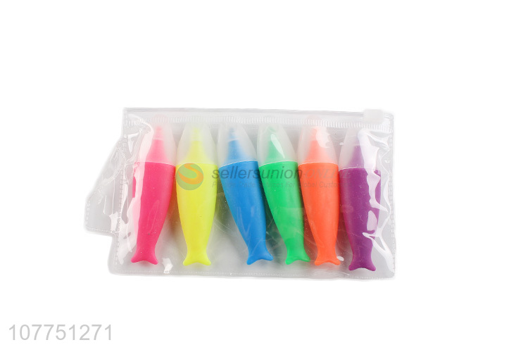 Good sale 6 colors fish shape highlighter pen for school office