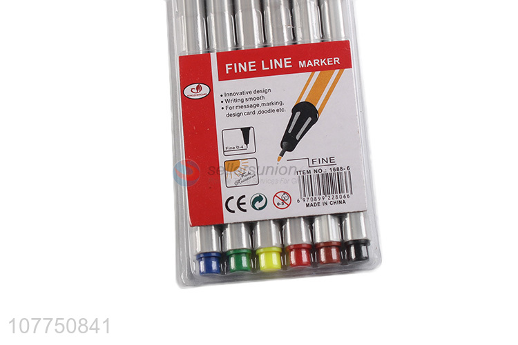 Factory price 6 colors fine line markers fine line pens