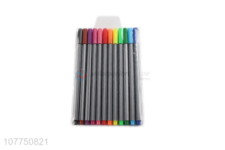 Wholesale non-toxic 12 colors fine liner pen plastic drawing pen