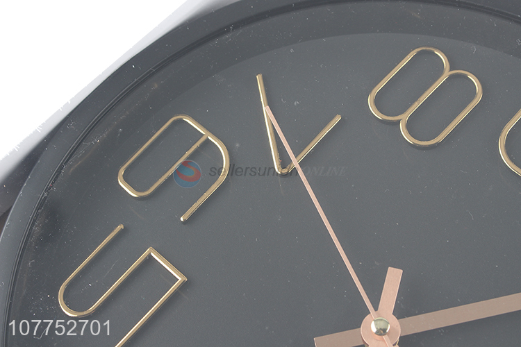 Simple round all black background clock wall clock