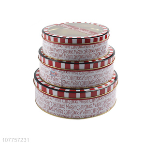 Best Sale 3 Pieces Round Tin Can Storage Box Tin Box Set