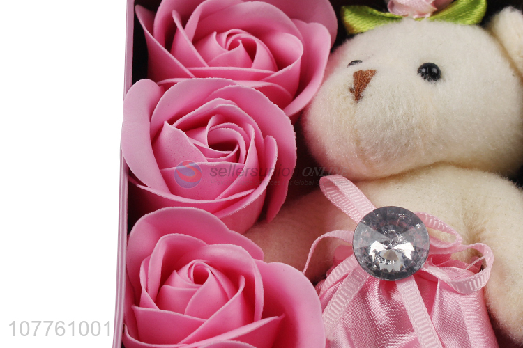 Wholesale Wedding Gift Box Rectangular Streamer Soap Flower Tinplate Box