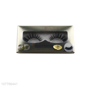 Wholesale mink hair makeup tools 3D long strip light gold false eyelashes