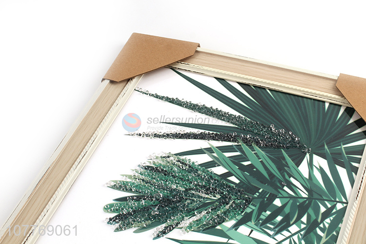 Most popular home decoration green leaf wooden hanging picture frames