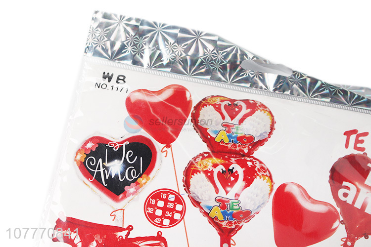 Hot sell colourful heart foil balloon set with low price