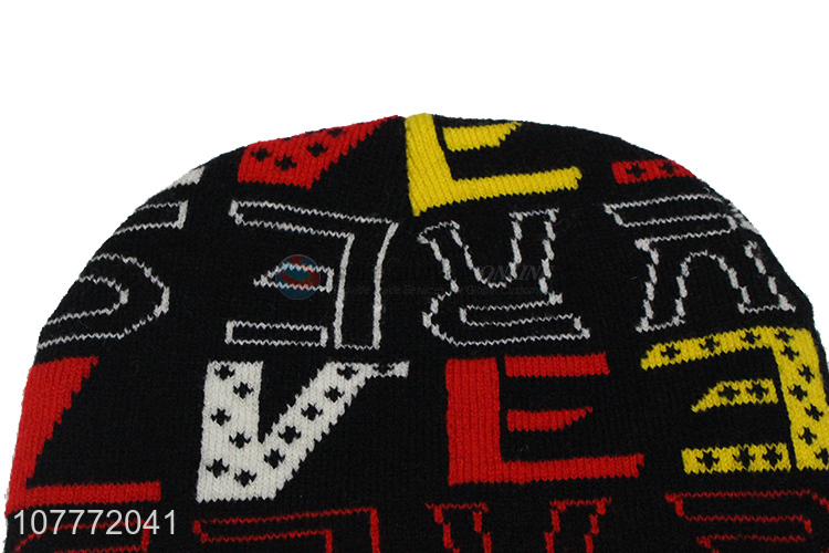 Trendy design pullover hat outdoor sports windproof warm knitted hat