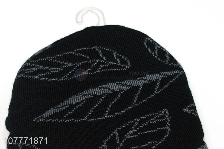 Simple design knitted woolen hat winter plus cashmere sports cap