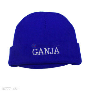 Good quality winter <em>knit</em> <em>hat</em> with embroidery hedging cap for men