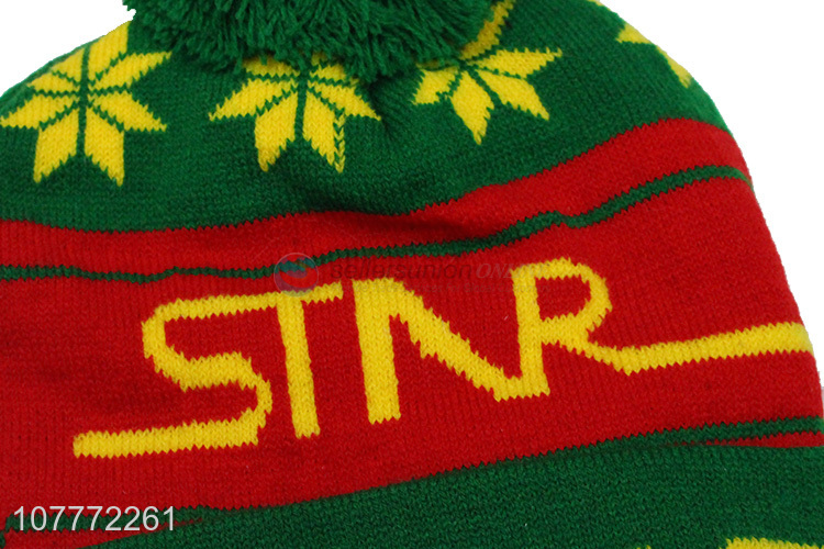 High quality green outdoor warm woolen hat leisure knitted hat