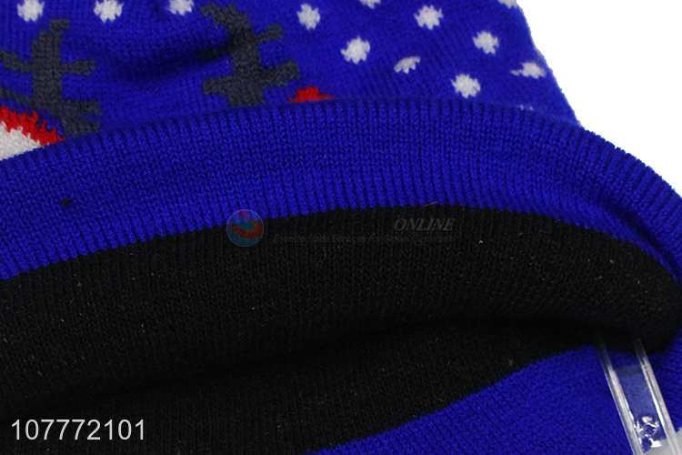 Wholesale christmas short knitted hat wool ball warm hat
