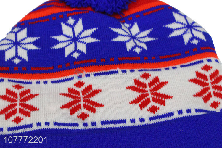 High quality adult fur ball windproof hat warm knitted hat for men