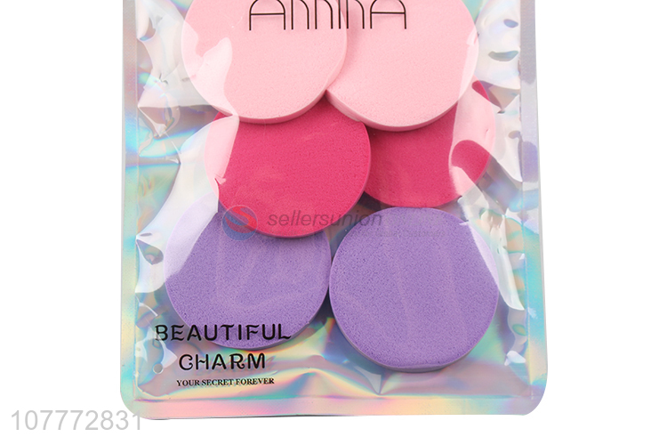 New arrival 6PCS colourful cosmetic foundation powder puff