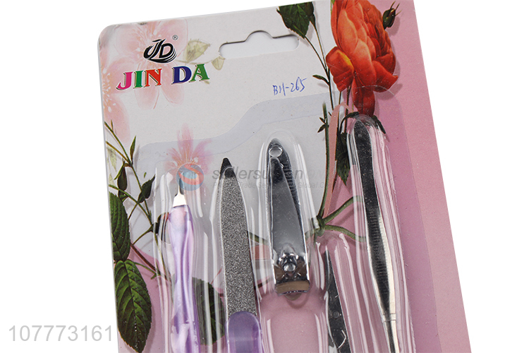 Promotional 5 pieces beauty manicure set nail cutter nail file set