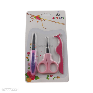 Wholesale 3 pieces beauty manicure <em>set</em> <em>nail</em> file nose <em>scissors</em> <em>set</em>