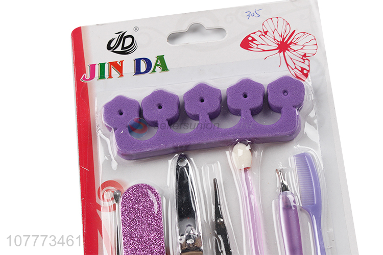 Hot selling 8 pieces beauty manicure set nail file eye shadow stick set