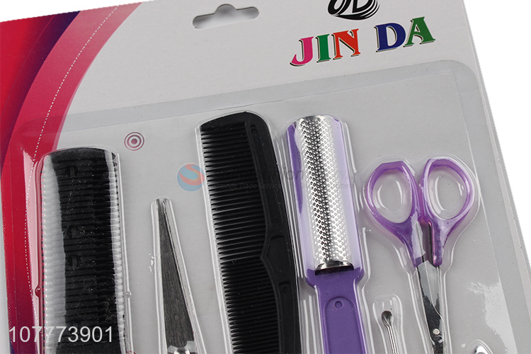 New arrival 7 pieces hair cutting scissors comb pedicure tool set