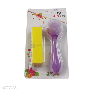 High quality 2 pieces manicure pedicure set <em>nail</em> <em>buffer</em> cleaning brush set