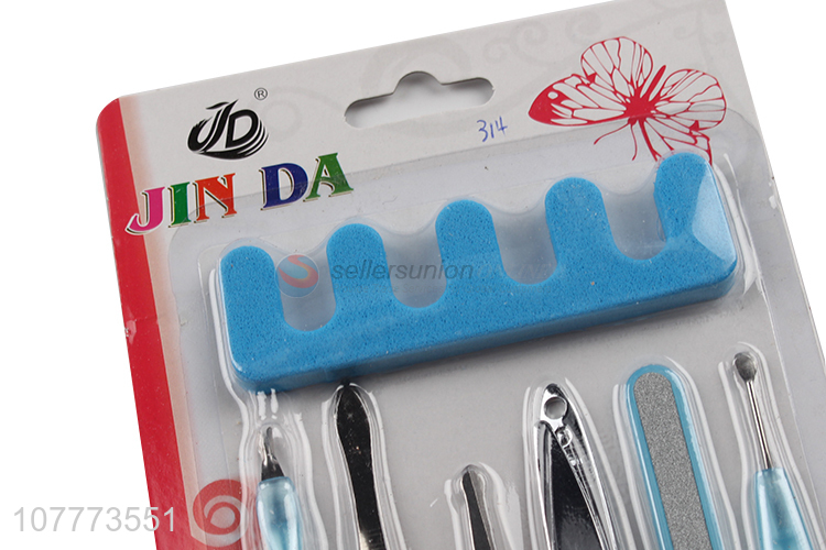 Low price 7 pieces beauty manicure set nail clipper nose scissors set