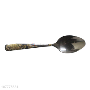Latest Gold-Plated Flower Pattern Dinner Spoon Fashion Tableware
