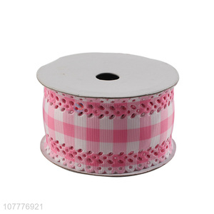 Hot sale 45mm hollow plaid grosgrain ribbon for decoration