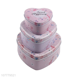 Wholesale 3 Pieces Heart Shape Tin Box Gift Box Set