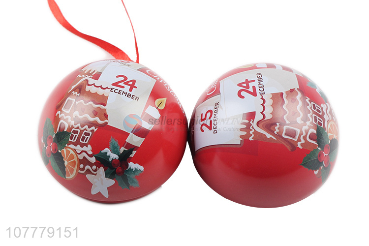 New Style Decorative Christmas Ball Round Tin Bix