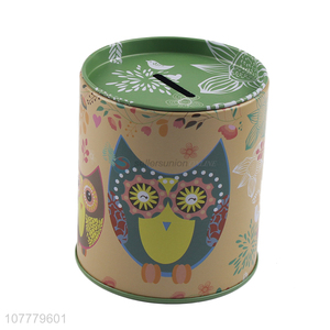 Good Sale Owl Pattern Money Box Cylinder Piggy Bank