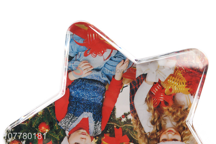 Hot sale plastic decorative photo frame transparent five-pointed star ornaments