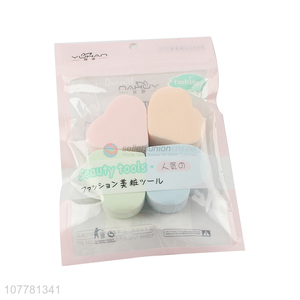 Cheap price heart shape 4PCS makeup powder puff