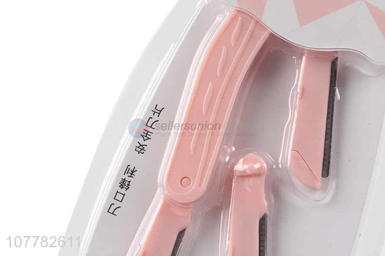 New style pink plastic foldable eyebrow razor 