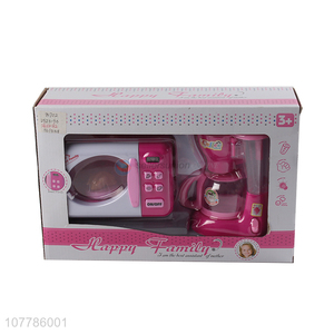 Promotional children pretend play toy microwave oven and coffee machine set toys