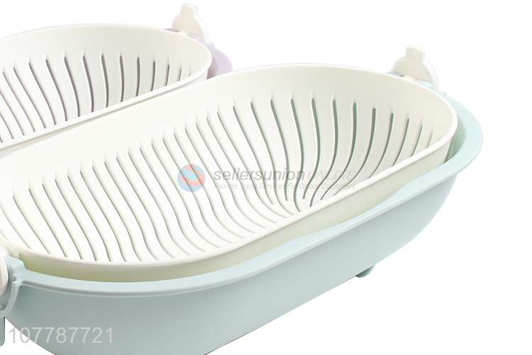 Hot sale detachable double-layer hollow fruit and vegetable washing drain basket