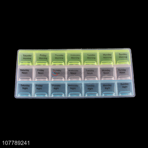Wholesale 21 compartments medicine case 7 days plastic pill container box