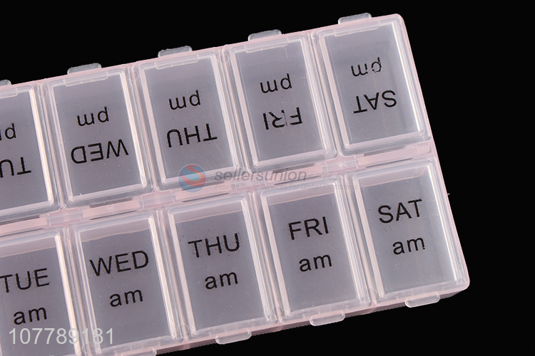 Good quality 14 compartments pill organizer box 7-day plastic pill case