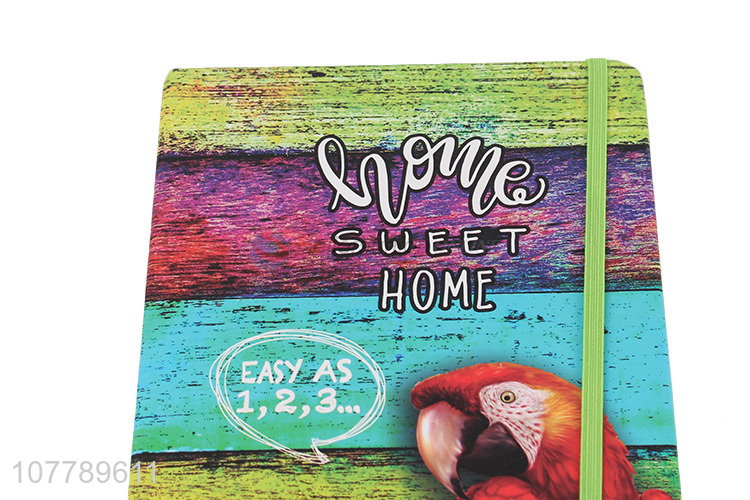 Retro design student notebook doodle parrot notebook