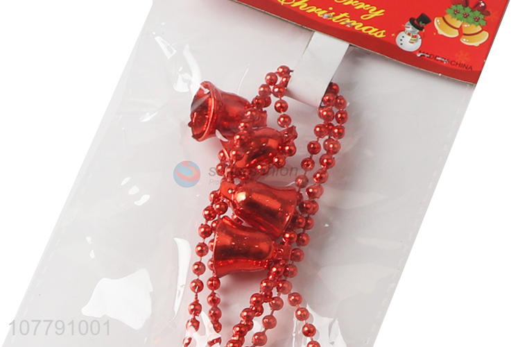 Factory supply red bell decorations with beads for xmas tree