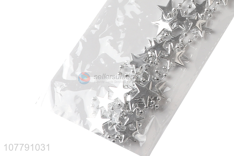Creative design silver star shape ornaments hanging for xmas tree