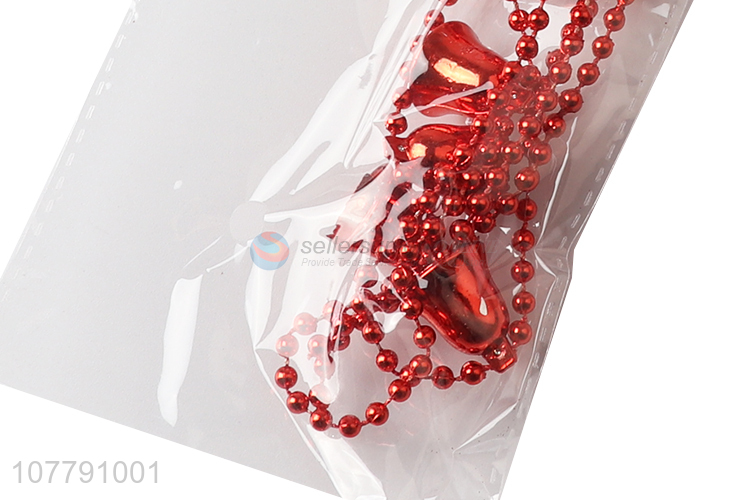 Factory supply red bell decorations with beads for xmas tree