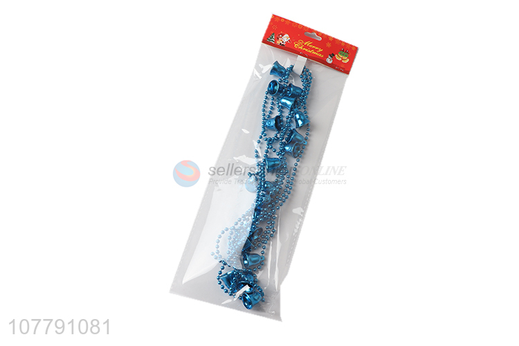 Good sale blue christmas beads hanging ornaments with bell