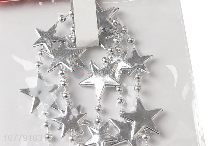 Creative design silver star shape ornaments hanging for xmas tree