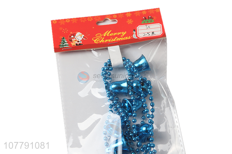 Good sale blue christmas beads hanging ornaments with bell