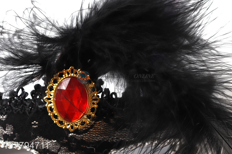 Wholesale luxury women costume masquerade party mask with feather