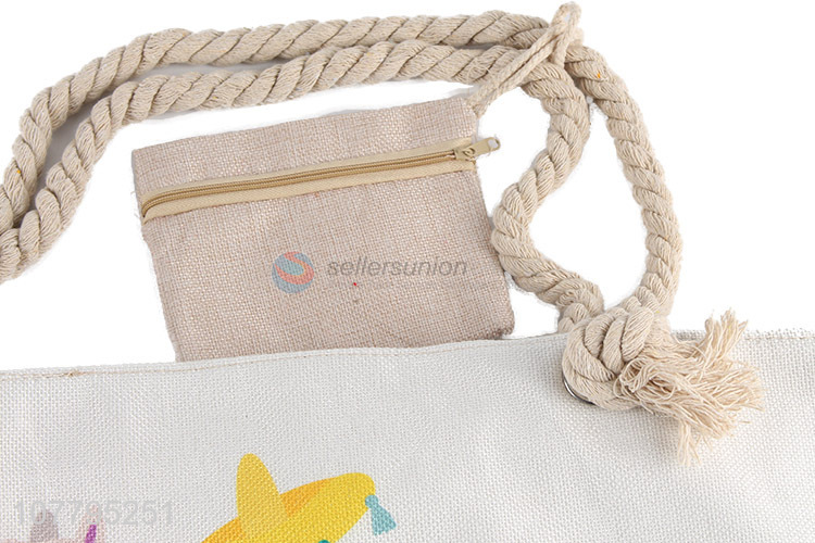 Best Sale Cartoon Animal Pattern Canvas Bag Beach Bag